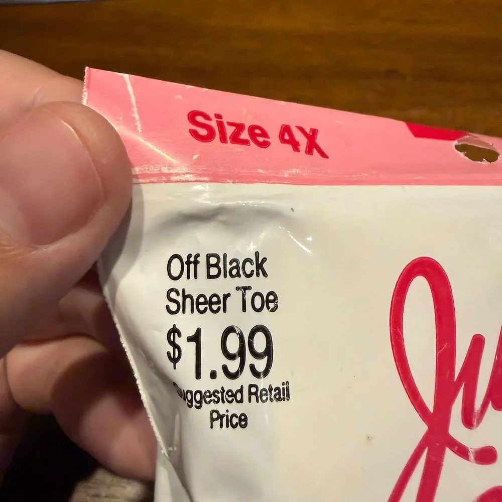 Vintage Just My Size by L'eggs Pantyhose Off Black Sheer Toe Size 4X NIP NOS